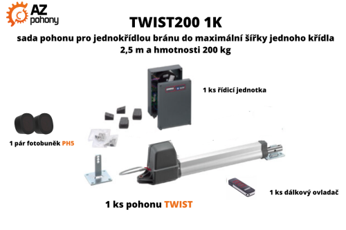 TWIST200 1K - pohon jednokřídlové brány